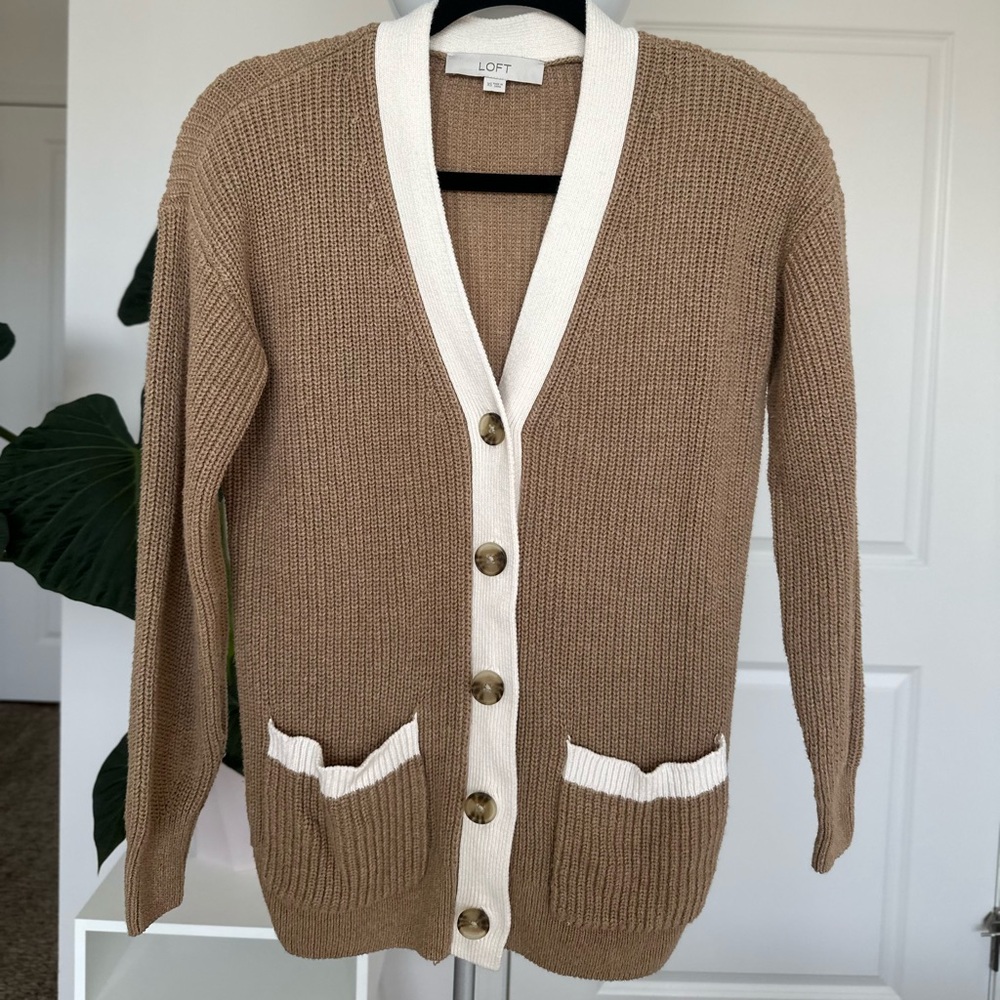LOFT Girlfriend Ribbed Cardigan Sweater